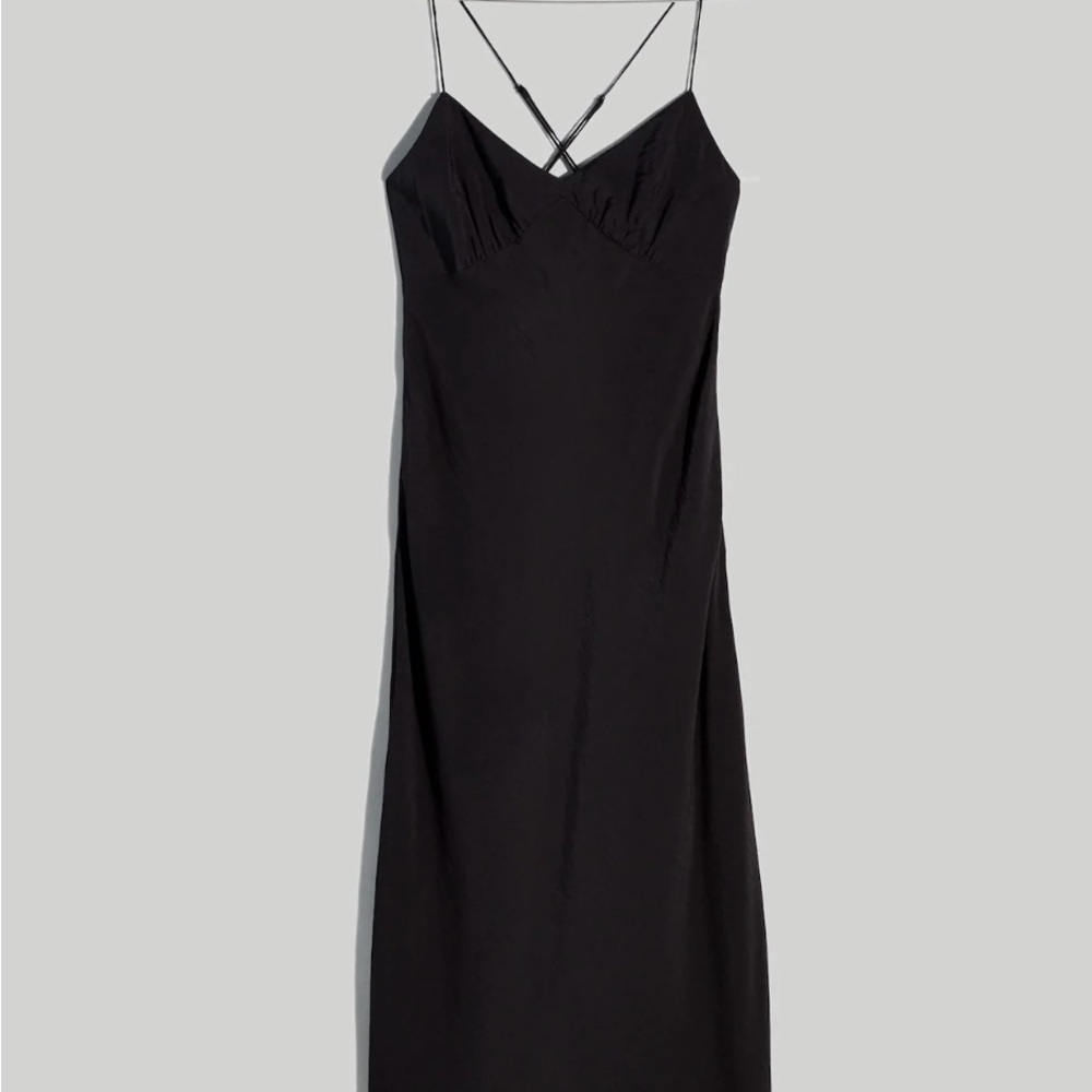 Madewell The Layton Midi Slip Dress in Black Size 14
